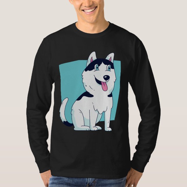 Niedliches Husky Hund-Design T-Shirt (Vorderseite)