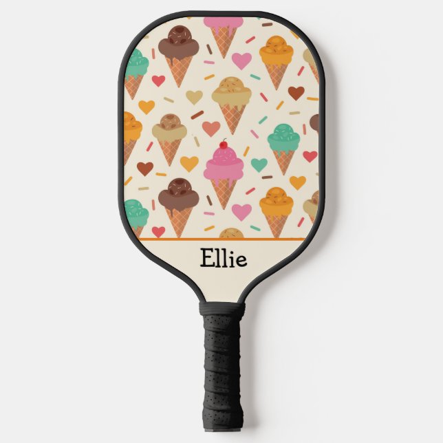 Niedliches Ice Creme Muster personalisiert Pickleball Schläger (Vorderseite)