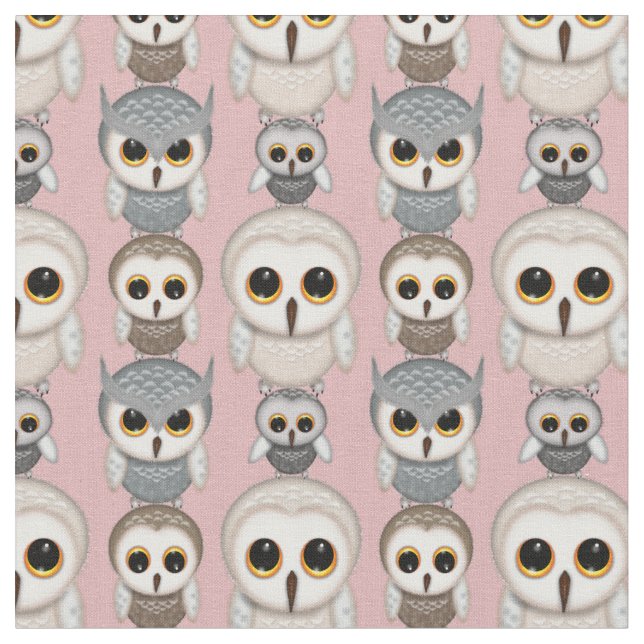 Niedliches Illustriertes Owls-Muster Stoff (Nahaufnahme)