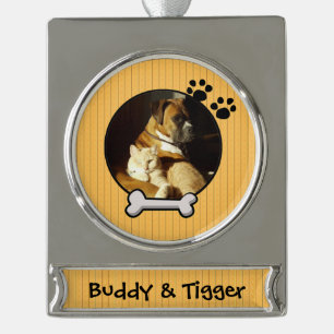 Niedliches Imitat-hölzerne Banner-Ornament Silber