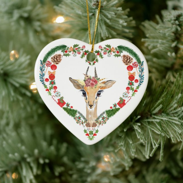 Niedliches Impala Herzlich Willkommen im Wreath Keramik Ornament (Baum)
