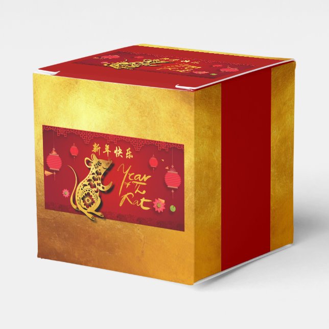 Niedliches, in Papierform geschnittenes Ratten Jah Geschenkschachtel (Vorderseite)