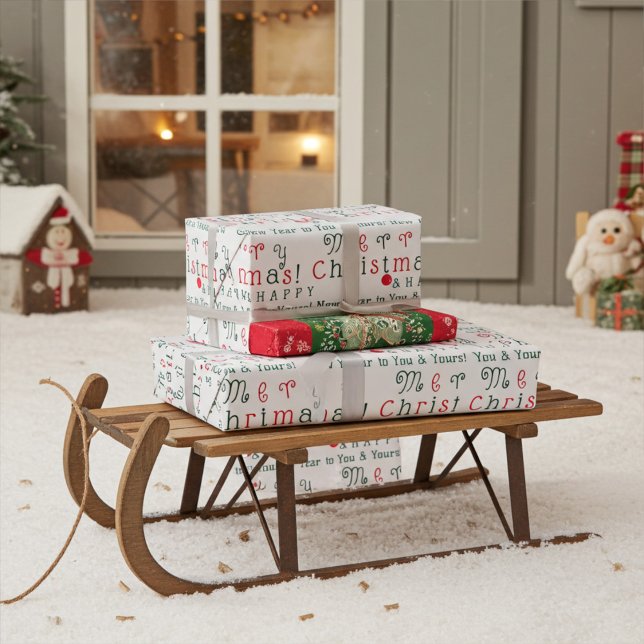 Niedliches individualisierbares Weihnachtswrapping Geschenkpapier (Von Creator hochgeladen)