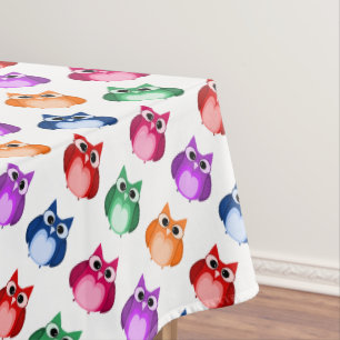 Niedliches, individuell anpassbares, farbiges Owl Tischdecke