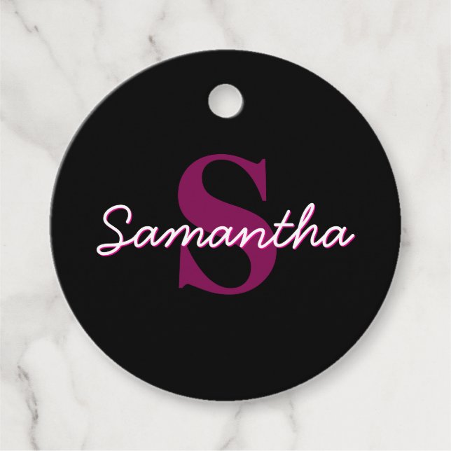 Niedliches individuell anpassbares rosa und schwar geschenkanhänger (Vorderseite)