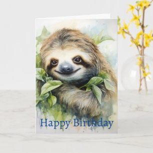 Niedliches, individuelles Watercolor-Slothdesign Karte