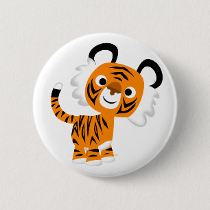 Niedliches inquisitives Cartoon Tiger Button Abzei