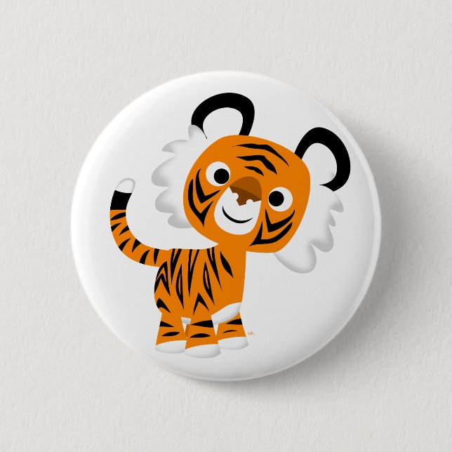 Niedliches inquisitives Cartoon Tiger Button Abzei (Vorderseite)