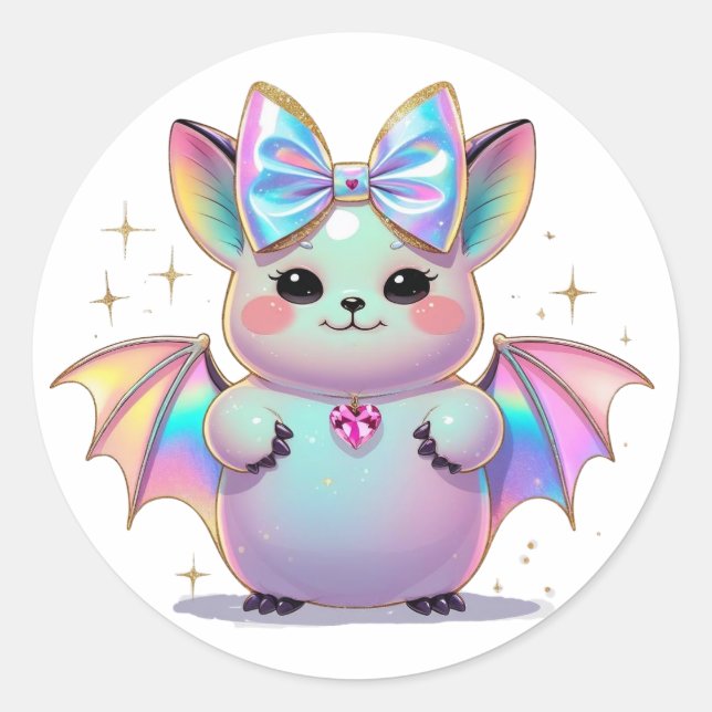 Niedliches Iridescent Bat Runder Aufkleber (Vorderseite)