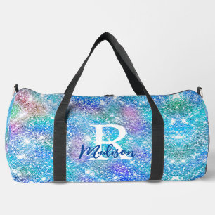 Niedliches Iridescent unicorblau pink Glitzer Mono Duffle Bag