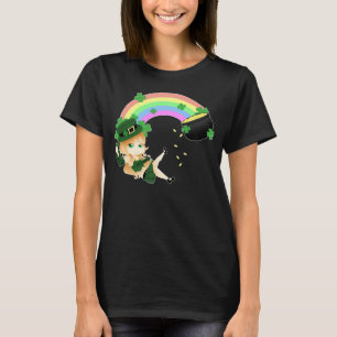 Niedliches irisches chibi Koboldmädchen mit Topf T-Shirt