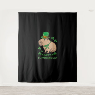 Niedliches Irish Capybara Leprechaun Happy St.Patr Wandteppich