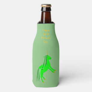 Niedliches Irish Green und Gold Unicorn Custom Flaschenkühler