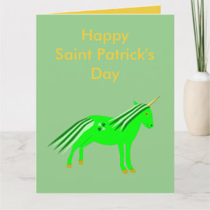 Niedliches Irish Green und Gold Unicorn Custom Karte