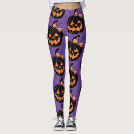 Niedliches Jack O' Lantern Lila Multiprint-Legging Leggings