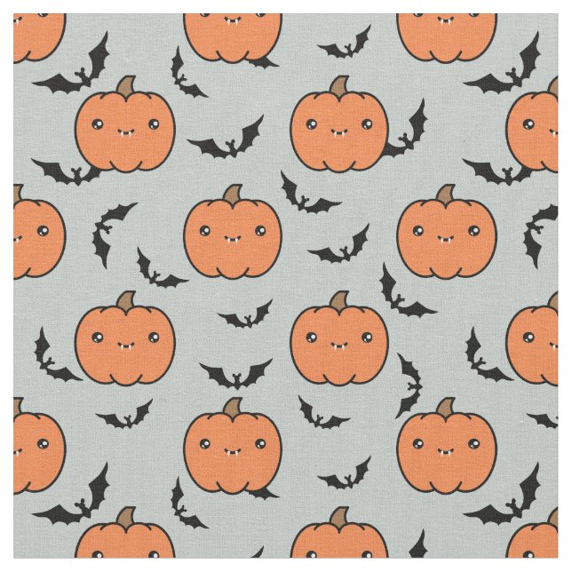 Niedliches Jack-O-Lantern-Pumpkins- und Flechtmust Stoff (Nahaufnahme)