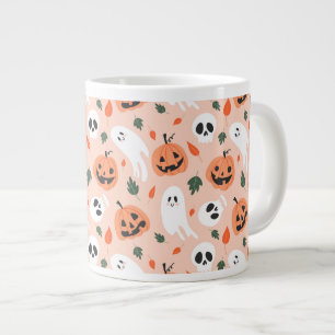 Niedliches Jack-O-Lantern- und Ghost-Muster Jumbo-Tasse