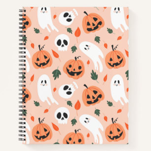 Niedliches Jack-O-Lantern- und Ghost-Muster Notizbuch