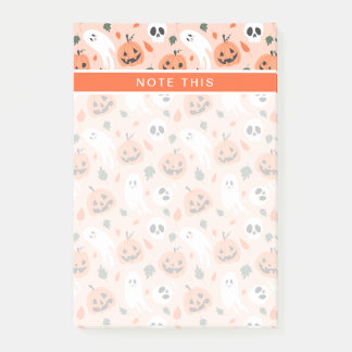 Niedliches Jack-O-Lantern- und Ghost-Muster Post-it Klebezettel