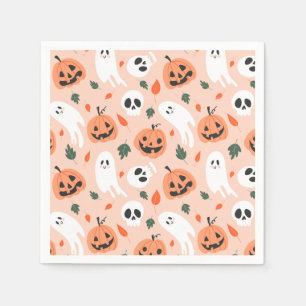 Niedliches Jack-O-Lantern- und Ghost-Muster Serviette