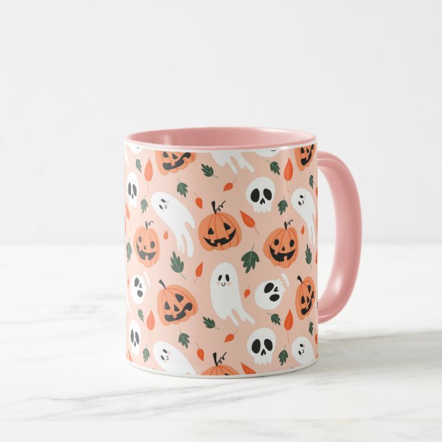 Niedliches Jack-O-Lantern- und Ghost-Muster Tasse (VorderseiteRechts)