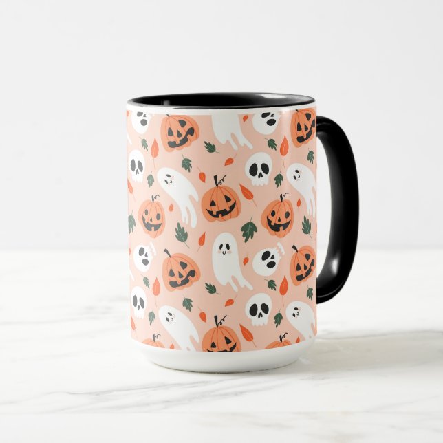 Niedliches Jack-O-Lantern- und Ghost-Muster Tasse (VorderseiteRechts)