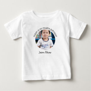 Niedliches Jahr Name Runde Foto Geburtstagspartei Baby T-shirt