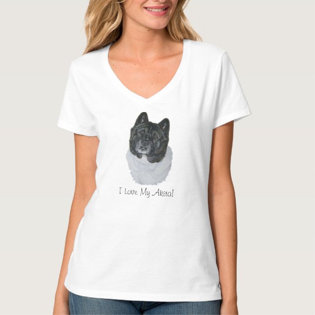 niedliches japanisches akita Hundeportrait mit Slo T-Shirt (Vorderseite)