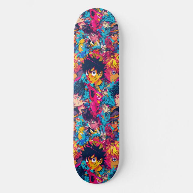 Niedliches japanisches Anime Manga-Musterskateboar Skateboard (Vorderseite)
