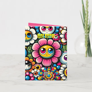 niedliches japanisches Floral mit Gesichtern mit B Einladung