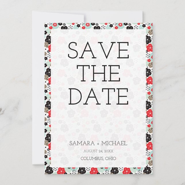 Niedliches japanisches Muster Save the Date (Vorderseite)