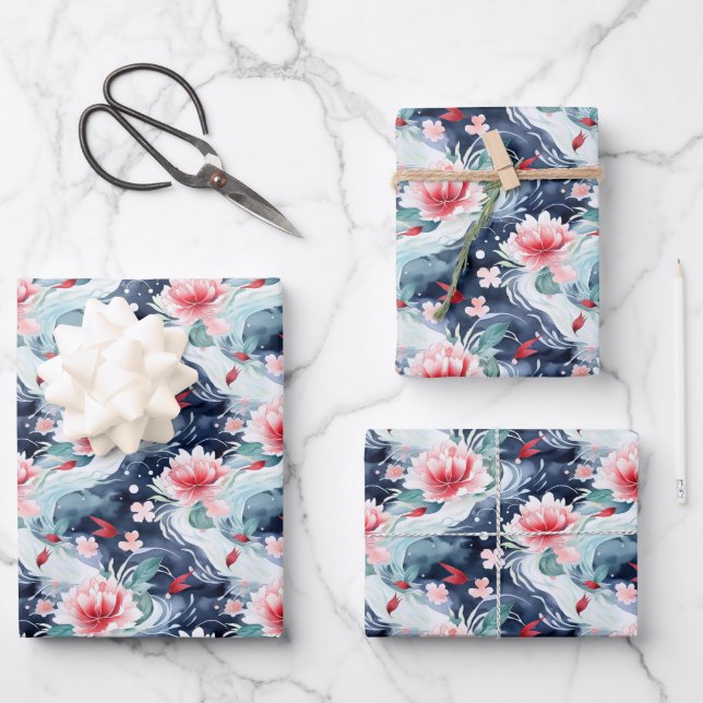 Niedliches japanisches Party Geschenkpapier Set (Vorderseite)