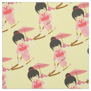 Niedliches japanisches Rosa Kirschblossom Geisha Stoff