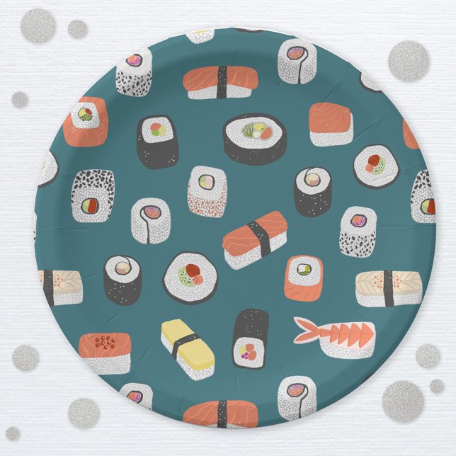 Niedliches japanisches Sushi-Muster Pappteller (Sushi Japanese food art paper plate)