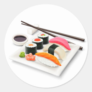 Niedliches japanisches Sushi Runder Aufkleber