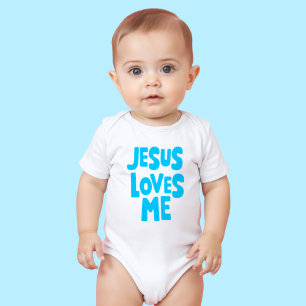 Niedliches "Jesus Lieben Me" in Blue für Kinderkar Baby Strampler