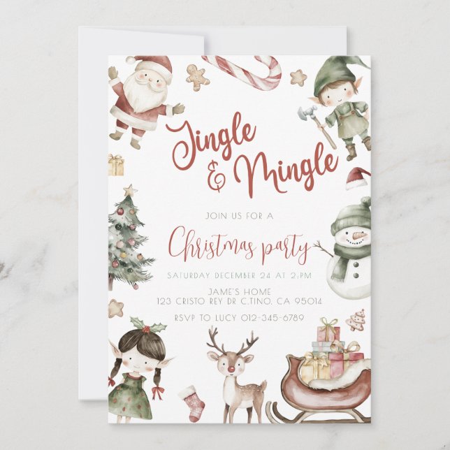 Niedliches Jingle & Mingle Party Einladung (Vorderseite)