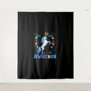 Niedliches jüdisches Einhorn Menorah Chanukah Han Wandteppich