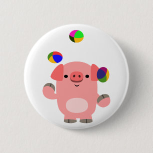 Niedliches Juggling Cartoon Pig Button Abzeichen