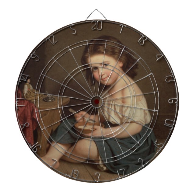 Niedliches Jung-Girl-Eating-Frühstück (Vintage Kun Dartscheibe (vorne)