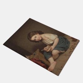 Niedliches Jung-Girl-Eating-Frühstück (Vintage Kun Fußmatte