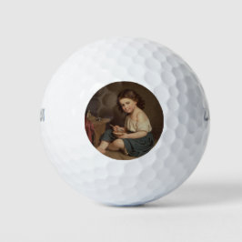 Niedliches Jung-Girl-Eating-Frühstück (Vintage Kun Golfball