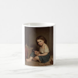 Niedliches Jung-Girl-Eating-Frühstück (Vintage Kun Kaffeetasse