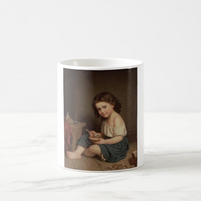 Niedliches Jung-Girl-Eating-Frühstück (Vintage Kun Kaffeetasse (Mittel)