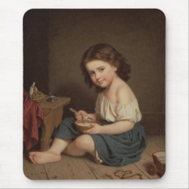 Niedliches Jung-Girl-Eating-Frühstück (Vintage Kun Mousepad