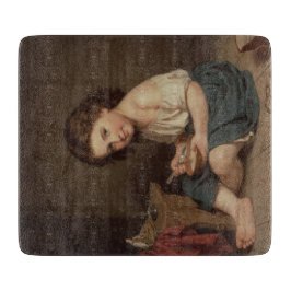 Niedliches Jung-Girl-Eating-Frühstück (Vintage Kun Schneidebrett