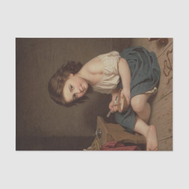 Niedliches Jung-Girl-Eating-Frühstück (Vintage Kun Seidenpapier (Vorderseite)