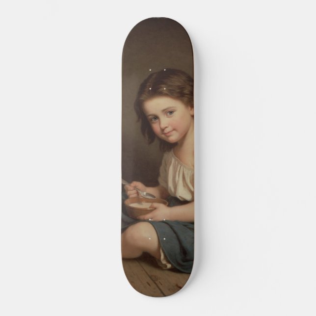 Niedliches Jung-Girl-Eating-Frühstück (Vintage Kun Skateboard (Vorderseite)