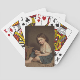 Niedliches Jung-Girl-Eating-Frühstück (Vintage Kun Spielkarten