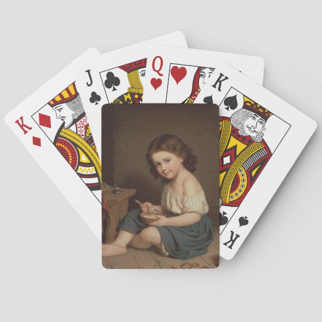Niedliches Jung-Girl-Eating-Frühstück (Vintage Kun Spielkarten (Rückseite)